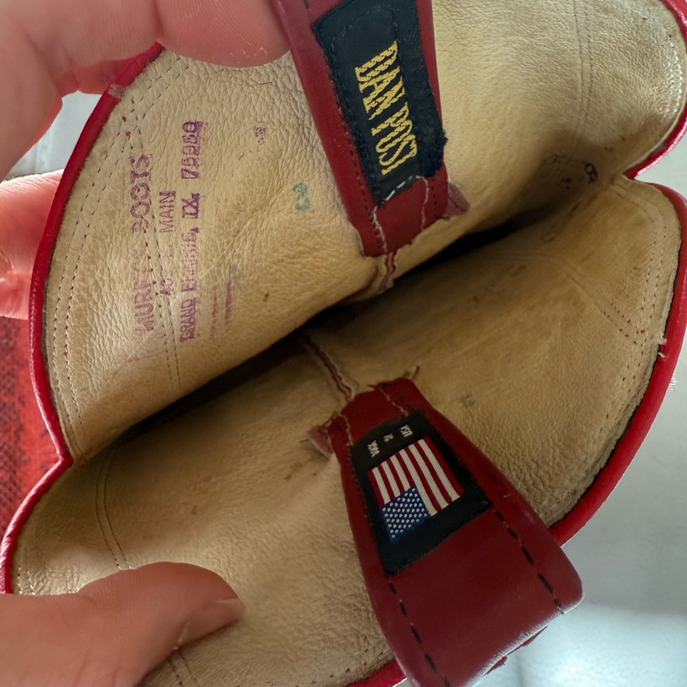 Dan Post Red Red Leather Python Cowboy Boots Size… - image 3